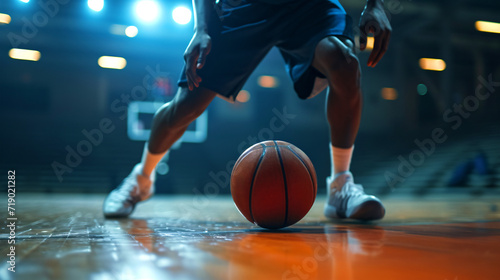 Ball Control: Close-up Shot of Basketball Player Dribbling
