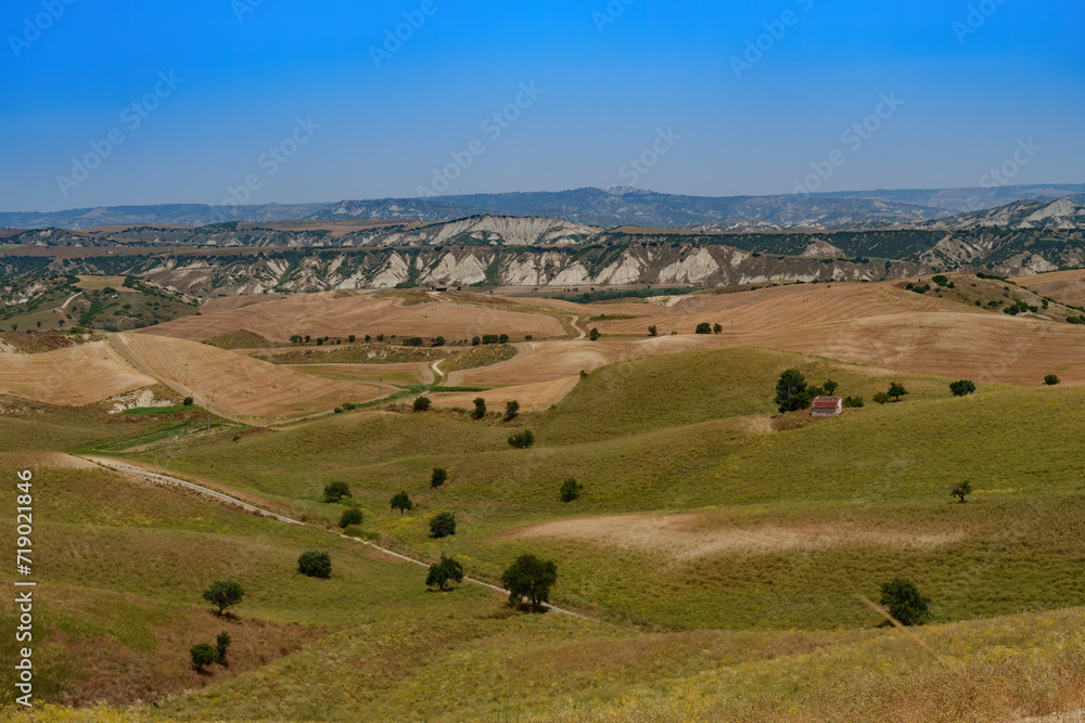 Country landscape near Aliano and Craco, Basilicata, Italy