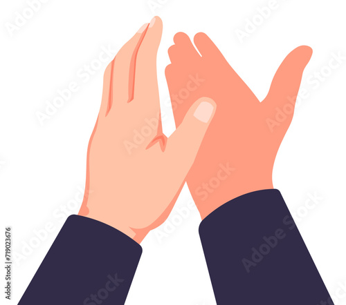 Clapping hands in a flat style. Vector illustration of a hands showing congratulations, support, ovation isolated on a white background