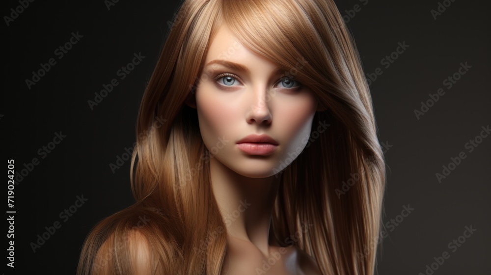 Fototapeta premium portrait of a girl with long brown hair