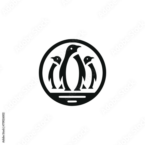 cute penguin group wild animal logo vector illustration template design