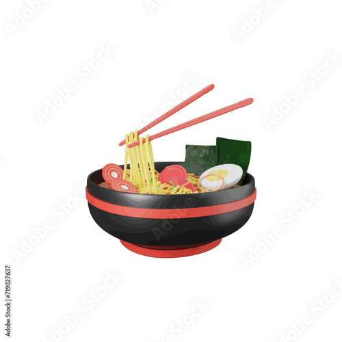 Noodles Ramen 3d vector illustration icon 