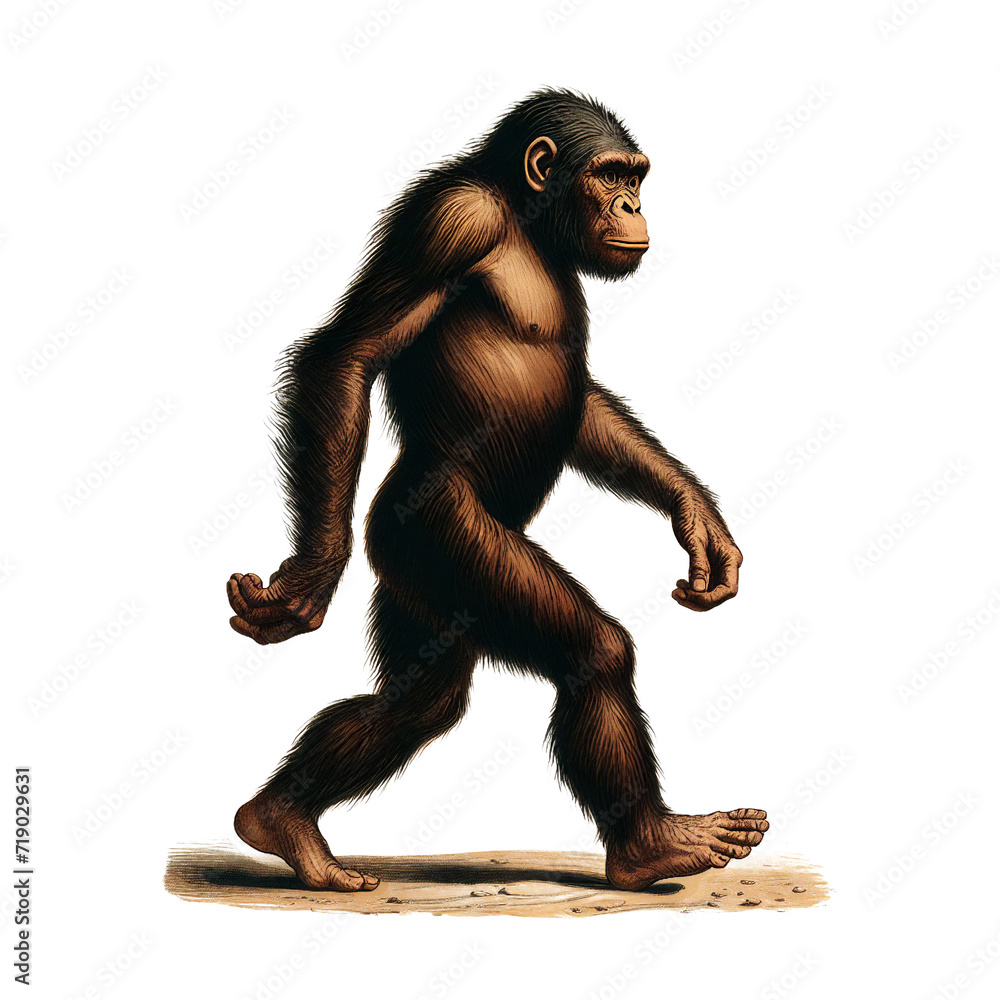 Biological illustration of Homo erectus, the upright man Biological illustration of Homo erectus, the upright man