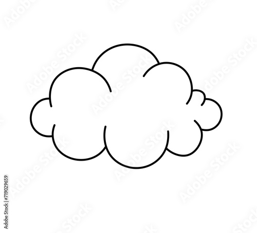 Vector isolated one single simple cloud colorless black and white contour line easy drawing