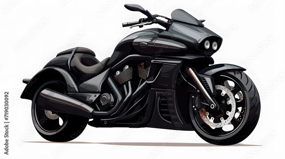 black motorbike isolated on transparent background 