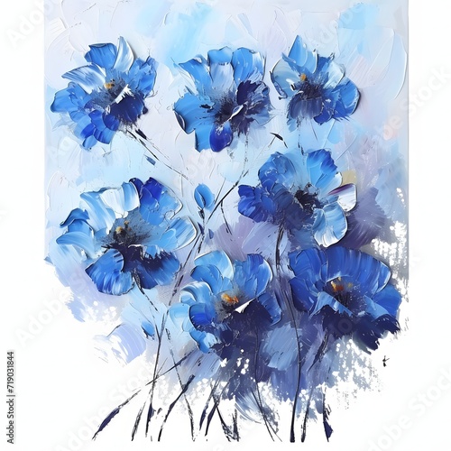 watercolor painting of Blue flowers