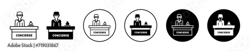 Concierge vector icon set collection. Concierge Outline flat Icon.