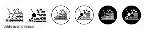 DemolItion vector icon set collection. DemolItion Outline flat Icon.