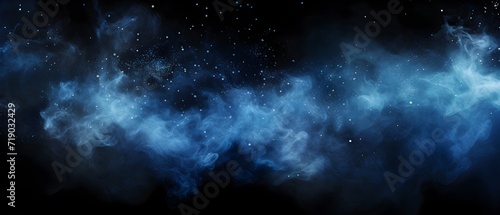 Liquid glitter and shimmery flashes. blue glitter smoke particles background. Overlay moving magic on a black background.