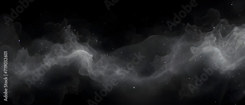 Liquid glitter and shimmery flashes. Gray glitter smoke particles background. Overlay moving magic on a black background. Magic effect to overlay on photo.