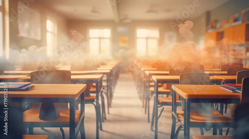 Back to school concept classroom in blur background.  © pjdesign