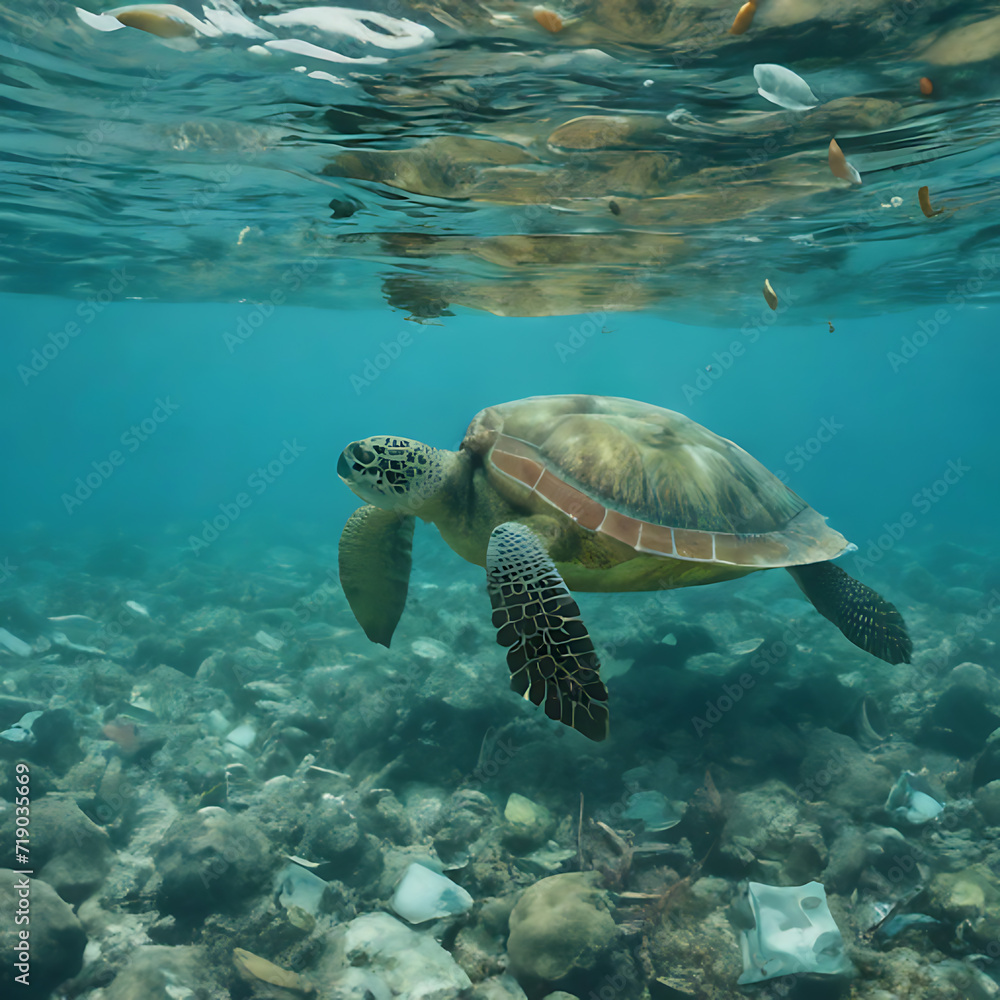 Fototapeta premium sea turtle swimming in the sea