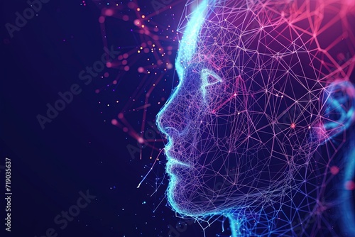 ai generative artificial intelligence illustration human shape Generative human head shape background. Concept of artificial intelligence, AI #719035637