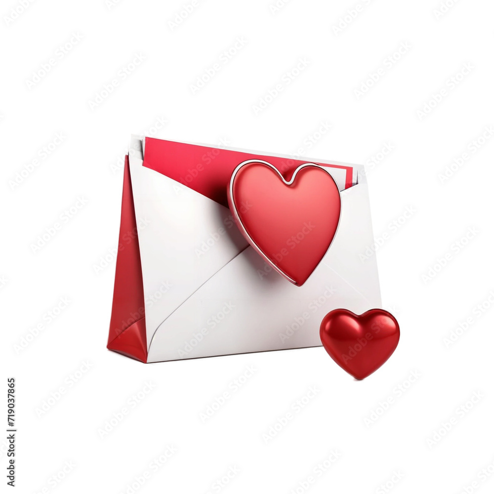 Heart envelope isolated in white background.