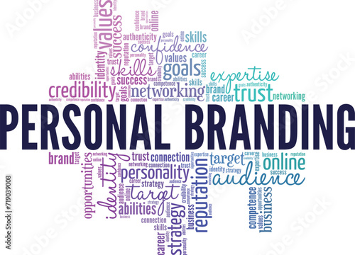 Personal Branding word cloud conceptual design isolated on white background.