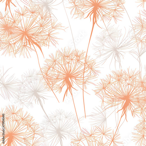 Fluffy Seed Blow: A Delicate Floral Wallpaper Illustration for a Vintage Garden Vibe with a Soft Blue Background
