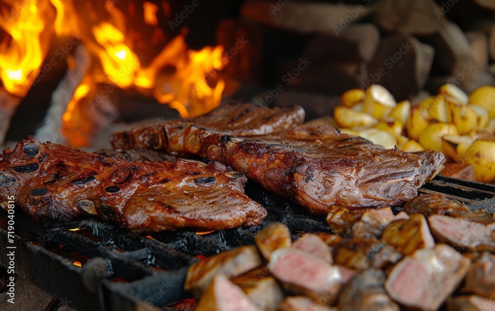 photo of asado meat on barbecue photo of asado meat on barbecue