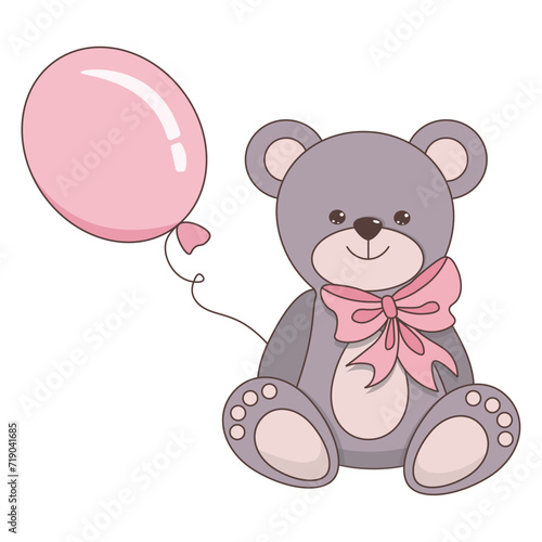 teddy bear with pink balloon