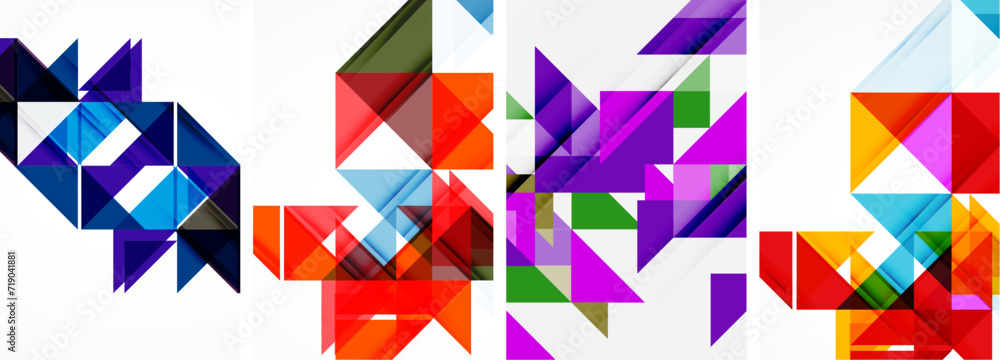 Triangle poster geometric background set Triangle poster geometric background set
