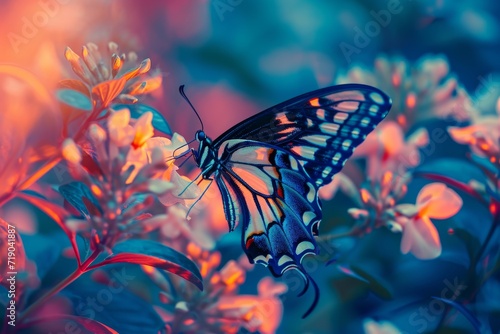 A delicate butterfly rests upon a vibrant flower, serving as a vital pollinator and showcasing the beauty of invertebrates in the great outdoors © ChaoticMind