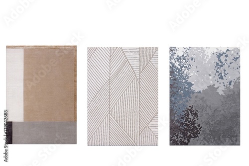 Photos decorative rug for the interior isolated on white background, home decor, 3D il