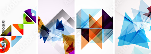 Triangle poster geometric background set