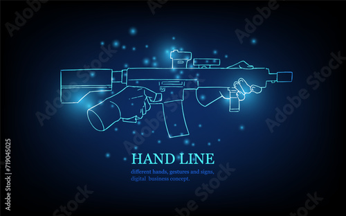 Human hand line, different hands, gestures and signs, digital business concept, futuristic digital innovation background vector illustration.