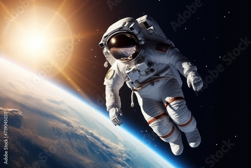  Astronaut pilot in space abstract background. Generative ai.