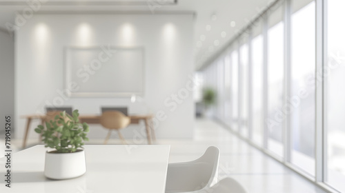 Bright  office  environment space with  blurred background. © Irina