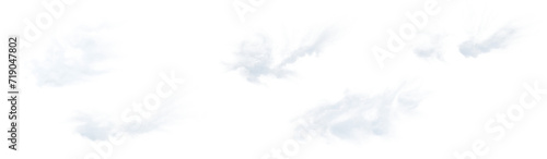 Set of soft, transparent clouds isolated on transparent background. 3D render.
