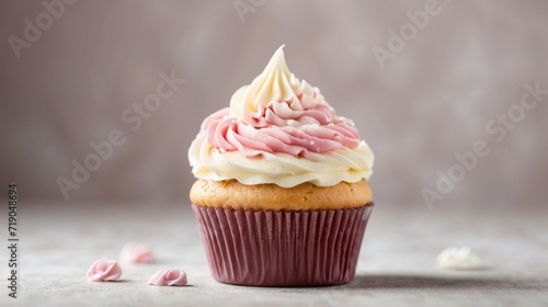 cupcake with buttercream on a white blurred background