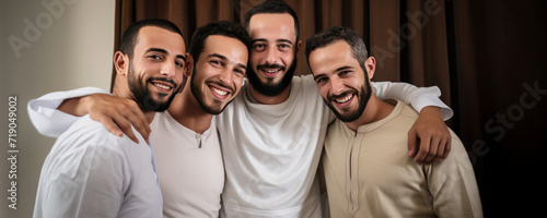 Four Smiling Men Posing for a Photo, Fictional Character Created By Generative AI. 