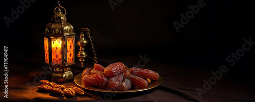 A Treat for the Senses - A tray of dates and fresh bread, illuminated by a lantern