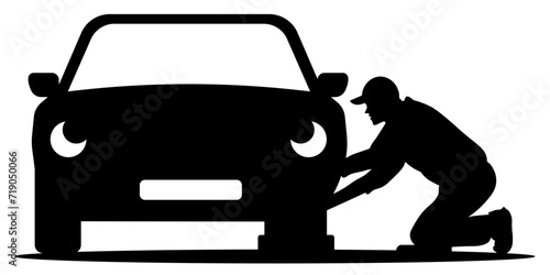 Auto mechanic repairing a car SVG, Car Service SVG, Car SVG, Car Repair SVG, Auto Repair SVG, Automotive Mechanic icon