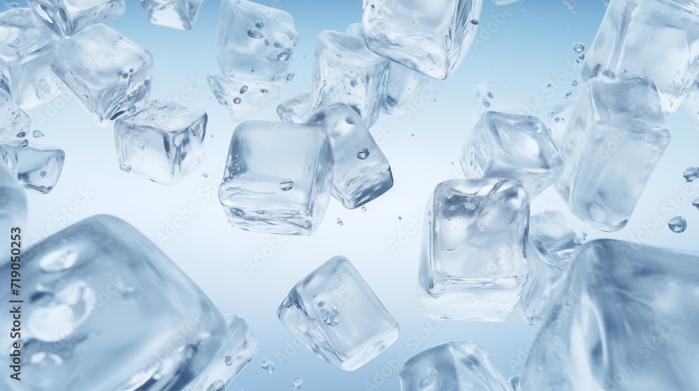 Ice cubes with water drops on the surface. AI generated Ice cubes with water drops on the surface. AI generated