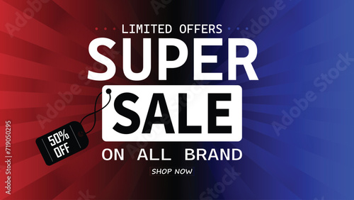 Sale banner template design . Super Sale, end of season special offer banner. vector illustration.