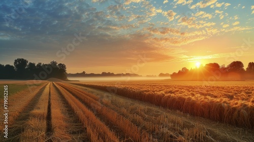 Fields of Dawn: A Silent Sunrise in the Heart of Farming