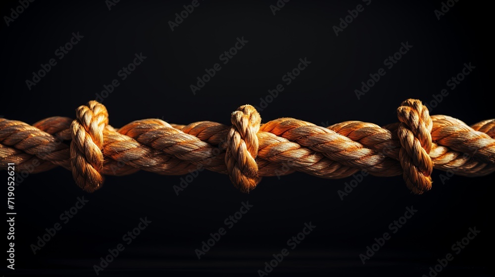 Rope with a knot on dark background. Rope with a knot on dark background.