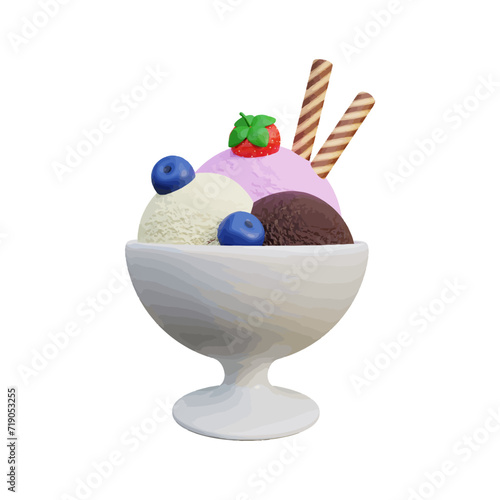 Ice cream 3d icon vector illustration design 