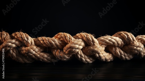 Rope with a knot on dark background.