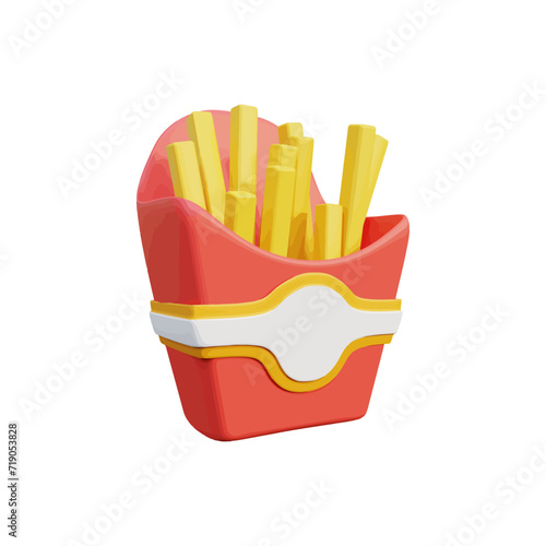 French fries 3d icon vector illustration design 