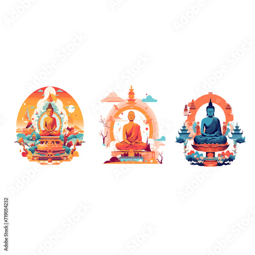 Buddha Purnima wishes greetings with buddha and lotus illustration