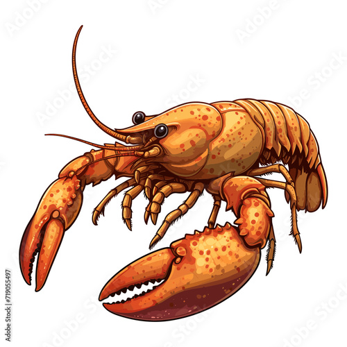 Lobster vector illustration. Cartoon-isolated brown crawfish