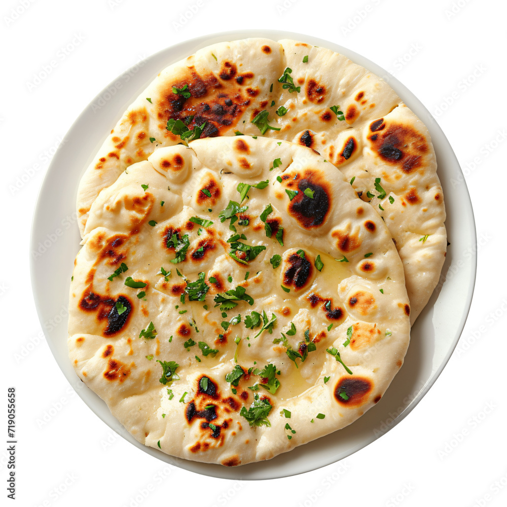 Naan Cutout clipart,indian food, isolated on white and transparent background