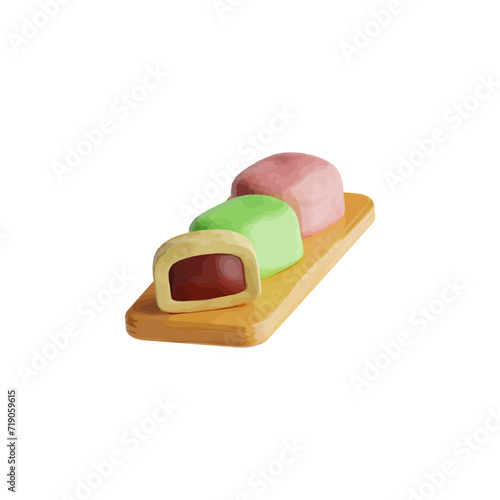 Mochi 3d icon vector illustration design