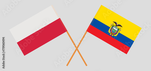 Crossed flags of Poland and Ecuador. Official colors. Correct proportion