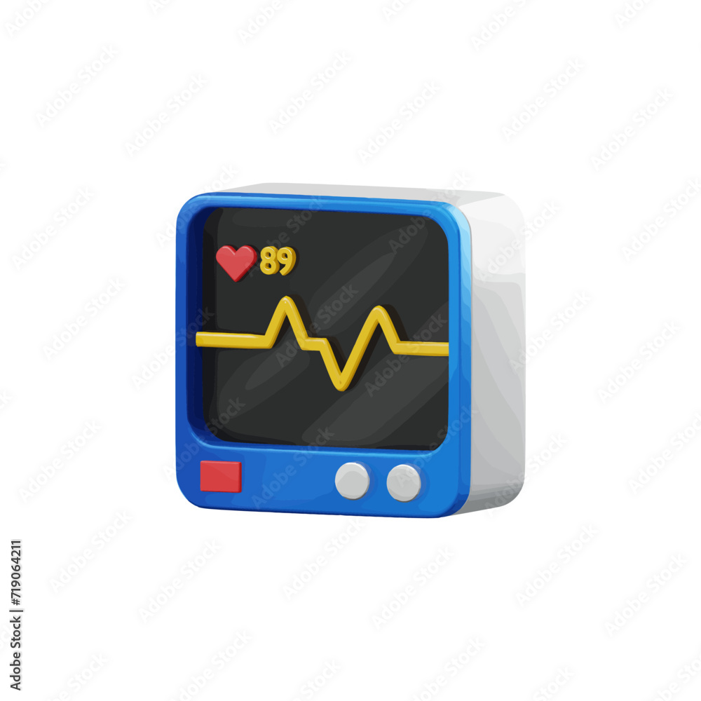 Pulse monitor 3d icon vector illustration design Pulse monitor 3d icon vector illustration design