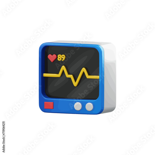 Pulse monitor 3d icon vector illustration design