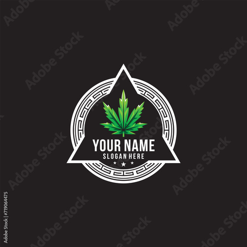 marijuana cannabis icon logo, green medical cannabis emblem, logo . classic vintage style