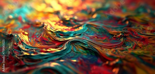 Abstract tendrils of liquid color intertwining, forming dynamic psychedelic patterns. © Najaf